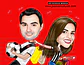 Desenho de caricatura digital namorados time vasco da gama apaixonada bola jogador tirando de campo sacolas de compras dentista puxando pela gola gastadora noiva pedido de namoro  - Thumbnail 1