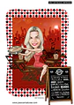 Convite com caricatura tema boteco bar restaurante mulher sentada na mesa pandeiro taça copo caneca na mão festa trintão 20 30 40 50 60 70 anos - Thumbnail 3