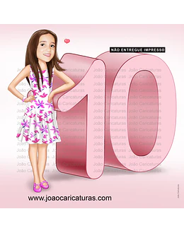 Caricatura Infantil menina 9 10 11 12 13 14 15 16 17 anos charmosa realista linda inocente garotinha garota menininha jovial desenho realista normal festa aniversário banner topo bolo fina requintada