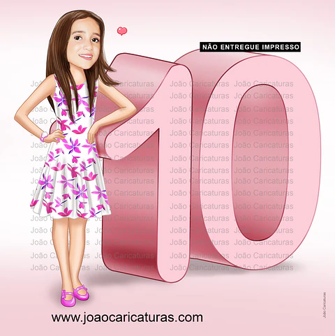 Caricatura Infantil menina 9 10 11 12 13 14 15 16 17 anos charmosa realista linda inocente garotinha garota menininha jovial desenho realista normal festa aniversário banner topo bolo fina requintada