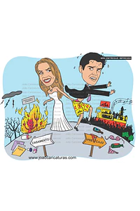 Caricatura de Casamento no Trio Elétrico – Tema Carnaval, Micareta e Forró Personalizado