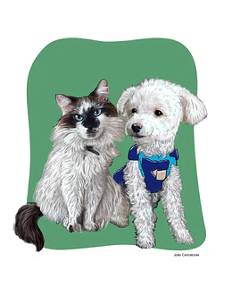 Desenho de cão e gato pets bichinho de estimação ilustração cachorrinho desenhado gatinho arte 