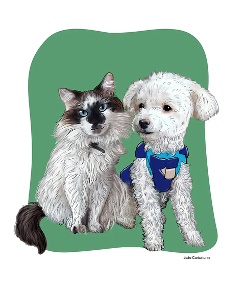 Desenho de cão e gato pets bichinho de estimação ilustração cachorrinho desenhado gatinho arte 