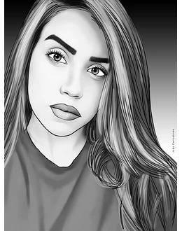 Desenho digital de rosto feminino mulher namorada presente lembrança dia das mães garota meio tom cinza perfeito alta qualidade 