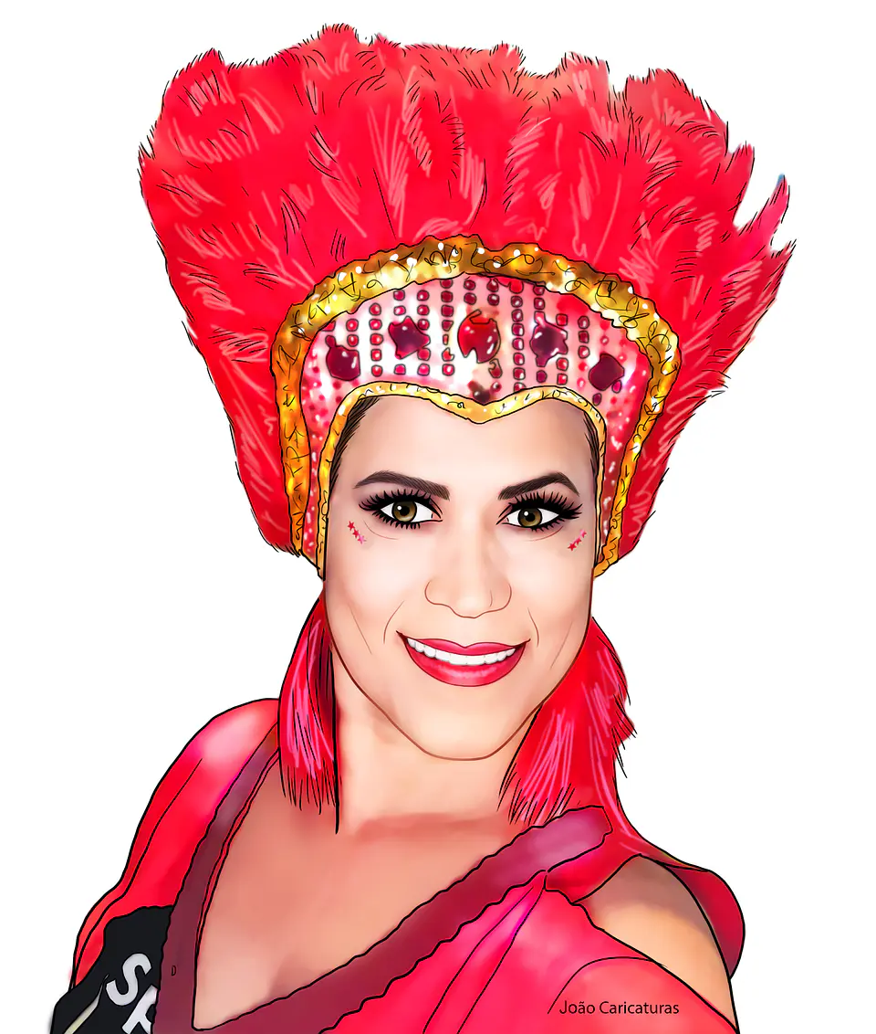 desenho digital sob encomenda através de fotos da pessoa realista garota mulher fantasiada carnaval fantasia carnavalesca fuliã sambista 1