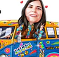 Caricatura aniversário mulher mãe, tia, irmã senhora, dirigindo kombi, hippie, 1960 e 1970, paz e amor, psicodélico, antiga, perua - Thumbnail 1