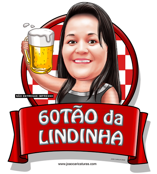 Caricatura boteco digital mulher rosto normal e bonito p banner convite e lembrançinhas aniversário-Tema Boteco-bar-João Caricaturas
