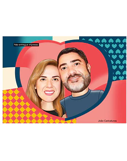 Linda caricatura digital de casal namorados namoro abraçados aniversário festa presente luar príncipe juntinhos crush moderna realista, caprichada rosto normal natura traços perfeitos idênticos, praia