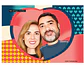 Linda caricatura digital de casal namorados namoro abraçados aniversário festa presente luar príncipe juntinhos crush moderna realista, caprichada rosto normal natura traços perfeitos idênticos, praia - Thumbnail 1