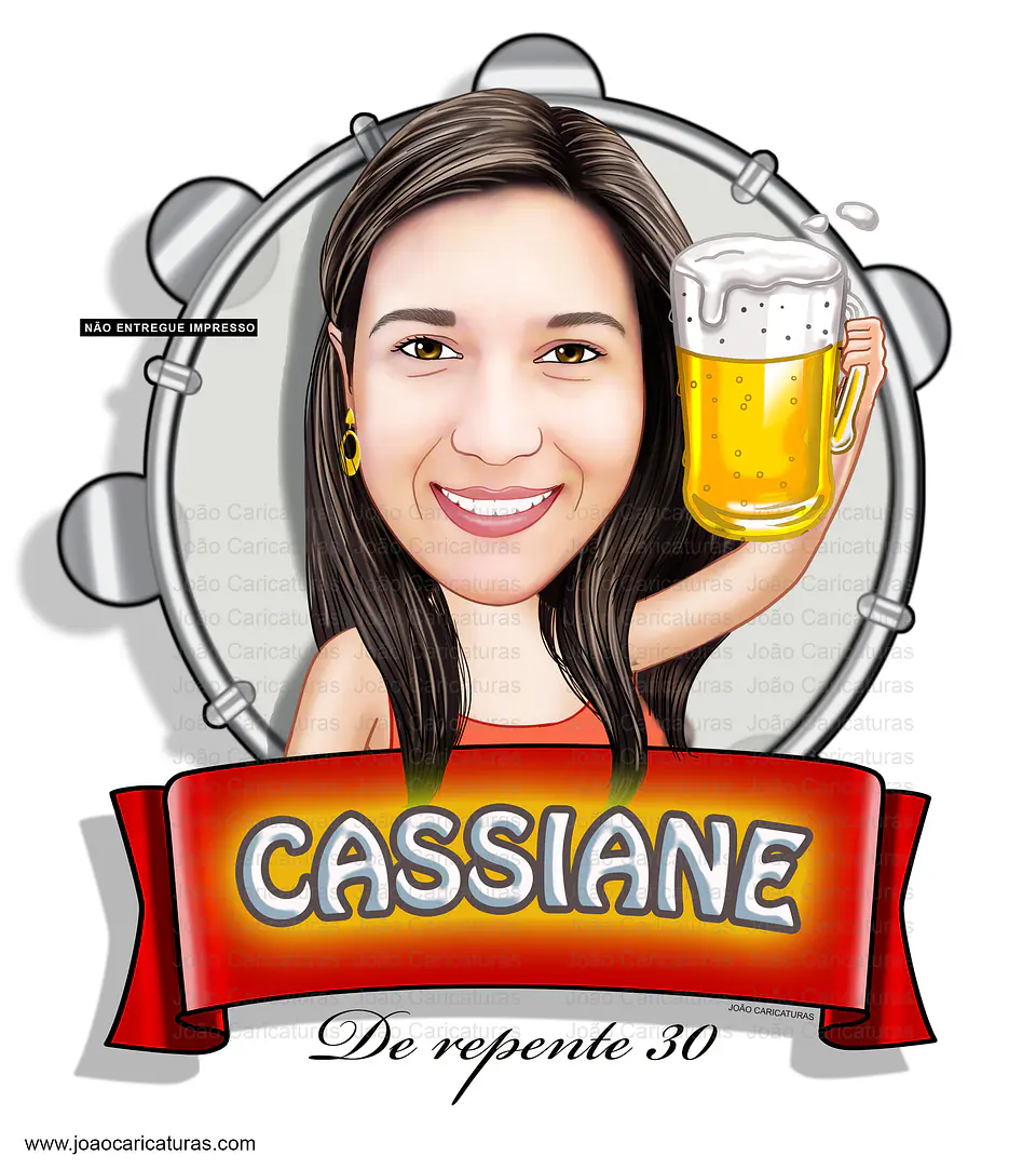 Caricatura Personalizada Feminina Tema Boteco | Convite e Banner para Aniversário 8