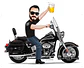 Caricatura aniversariante motoqueiro  motociclista moto grande Harley Davidson comemoração time boteco cerveja cruzeiro - Thumbnail 2