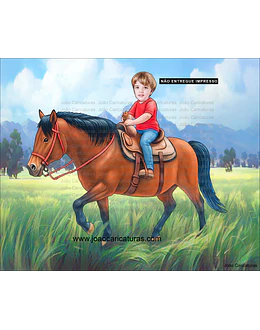 Caricatura do desenho animado Lucky e Spirit ou mesmo menino no cavalo comum personalizada com a sua foto menina ou menino cavalgando cavalo aniversário decoração para banner + 1m
