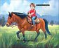Caricatura do desenho animado Lucky e Spirit ou mesmo menino no cavalo comum personalizada com a sua foto menina ou menino cavalgando cavalo aniversário decoração para banner + 1m - Thumbnail 1