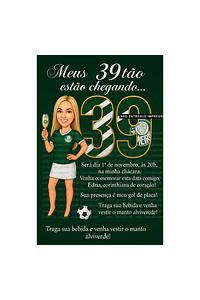 Caricatura mulher torcedora brindando aniversário fluminense palmeiras corinthias time bonita festa comemoração imprimir boteco champanhe 