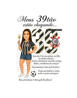 Caricatura mulher torcedora brindando aniversário fluminense palmeiras corinthias time bonita festa comemoração imprimir boteco champanhe 