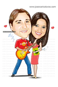 Caricatura digital de casal namorados namoro abraçados aniversário festa presente luar príncipe juntinhos crush moderna realista, caprichada rosto normal natura traços perfeitos vinho Santos 