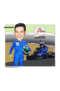 Caricatura corredor  homem namorado marido aniversariante corredor mini  kart  atleta medalha quadro banner camiseta velocidade presente criativo personalizado único hobby preferido