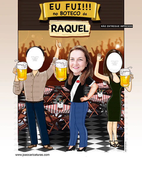 Caricatura Digital "Não impresso" -Tema boteco EU FUI aniversário- homem- pai- tio-festa- desenho-painel- banner homem mulher, mãe festa cerveja mesas botequinho convidados furo rosto 30 40 50 60 anos