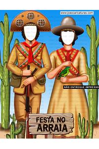 Lindo desenho, enviado por email,  para imprimir, Banner EuFui, casal nordestino, lampião, Maria Bonita, cangaceiro, rei do cangaço, espingarda, chapéu de couro, cactos, sertão, espingarda 