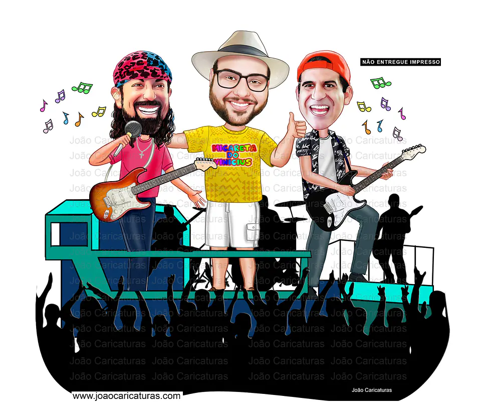Caricatura Personalizada Micareta e Carnaval no Trio Elétrico | Aniversário com Seu Rosto 4