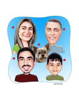 Caricatura Família (preço por pessoa) pai, mãe ,filhos, moldura, familiares, Caricatura Família, junte a família toda, lembrança da família reunida, sogro, neto, sogra, neta, juntinhos na mesma imagem