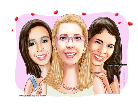 Caricatura de Família Personalizada | Pai, Mãe, Filhos, Avós e Netos