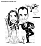 Caricatura casal  traço sem cor corel casamento noivo noiva drone controle remoto vetor vetorial 1 cor  brindando divertida - Thumbnail 1