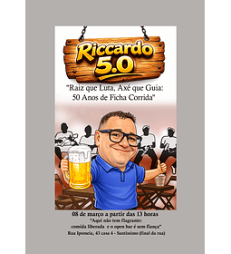 Convite Digital Caricatura 50 Anos(meio século) Masculino Tema Boteco | Aniversário Personalizado com Foto