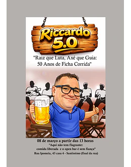 Convite Digital Caricatura 50 Anos(meio século) Masculino Tema Boteco | Aniversário Personalizado com Foto