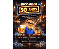 Convite Digital Caricatura 50 Anos(meio século) Masculino Tema Boteco | Aniversário Personalizado com Foto