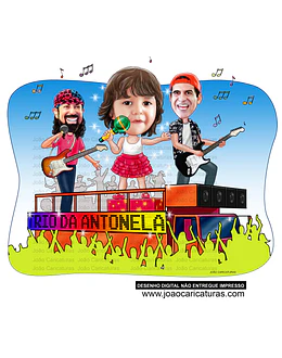 Caricatura de Aniversário Infantil Micareta – Trio Elétrico com Músicos | Tema Carnaval Personalizado