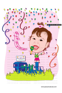 Caricatura de Aniversário Infantil Micareta – Trio Elétrico com Músicos | Tema Carnaval Personalizado