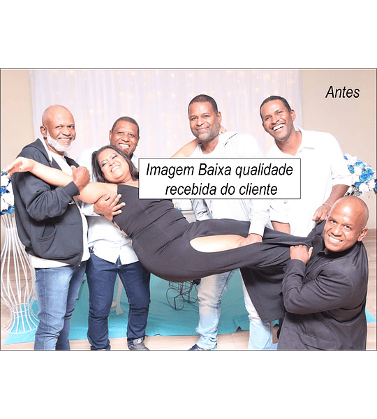 Restauramos memórias especiais. Nesta montagem adicionamos um casal de uma foto antiga à foto atual da família, criando uma lembrança única.