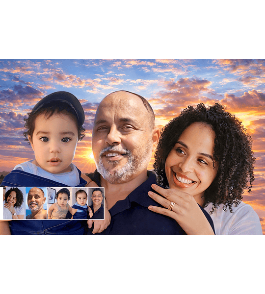 Montagem de fotos.Criamos um lindo abraço amoroso da  saudosa titia com seu sobrinho que não conheceu em vida. Encomende a sua montagem!!!