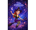 Caricatura personalizada mulher para convite festa aniversário  30 40 50 feiticeira linda bruxinha  parecida idêntica illustration anos baile mascaras halloween bruxa voando vassoura champanhe