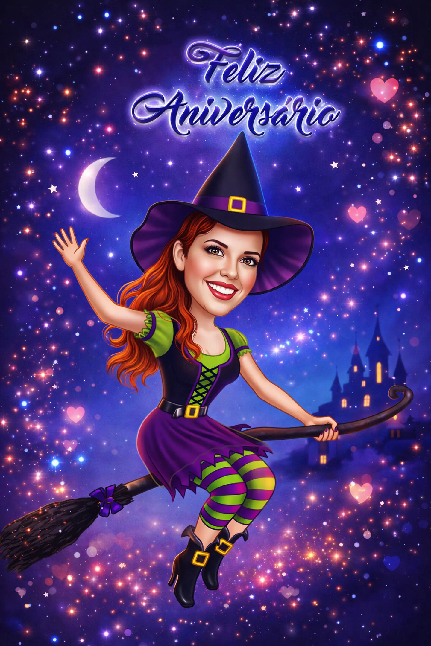 Caricatura Feiticeira Personalizada para Aniversário 1