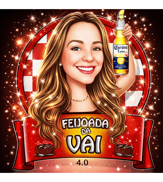 Caricatura digital personalizada mulher rosto normal  uso para banner ou convite e ainda lembrançinhas de aniversário -Tema Boteco-bar-João Caricaturas