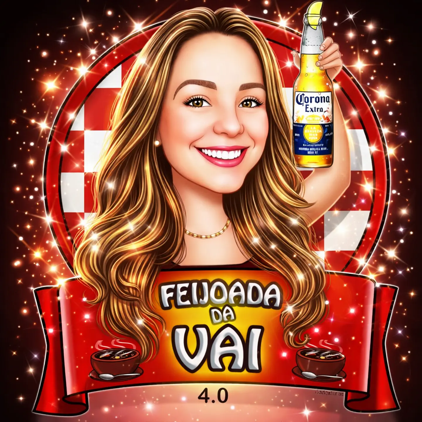 Caricatura Personalizada Feminina Tema Boteco | Convite e Banner para Aniversário 7