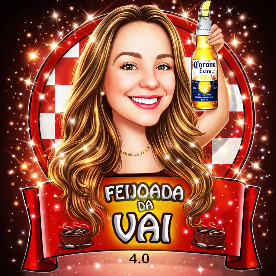 Caricatura Personalizada Feminina Tema Boteco | Convite e Banner para Aniversário 7