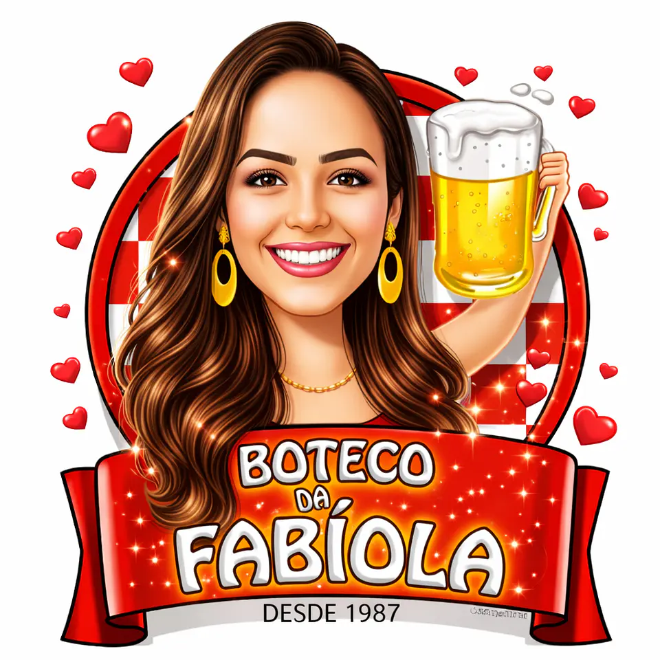 Caricatura Personalizada Feminina Tema Boteco | Convite e Banner para Aniversário 6