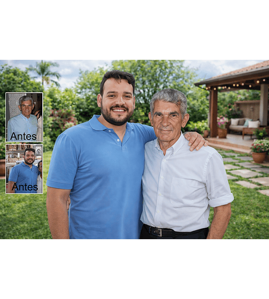 Aqui um lindo encontro entre o neto e o avô! Transforme momentos imaginados em uma arte única!