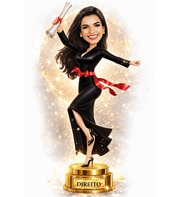 Caricaturas digitais mulher certificado direito desenho rosto delicados e super idênticos, Formandos universitários diplomados, formados, formatura, direito civil, RH, recursos humanos, direito