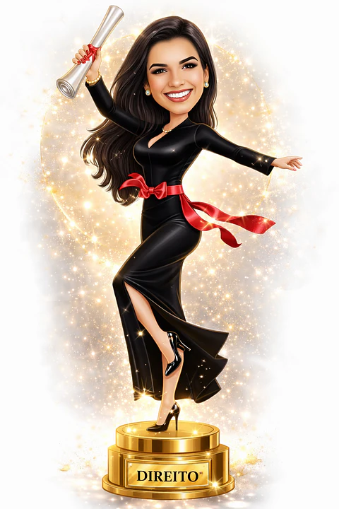 Caricaturas digitais mulher certificado direito desenho rosto delicados e super idênticos, Formandos universitários diplomados, formados, formatura, direito civil, RH, recursos humanos, direito