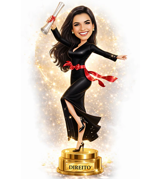 Caricaturas digitais mulher certificado direito desenho rosto delicados e super idênticos, Formandos universitários diplomados, formados, formatura, direito civil, RH, recursos humanos, direito