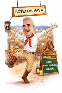 Caricatura Digital Tema Boteco | Convite Divertido e Personalizado
