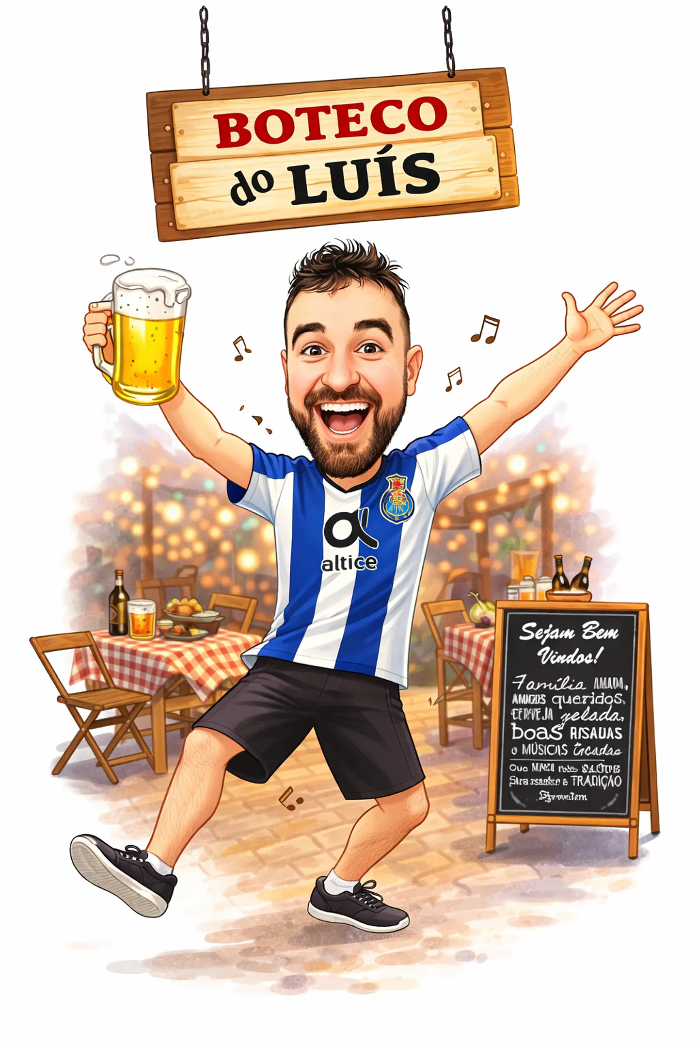 Caricatura Digital Tema Boteco | Convite Divertido e Personalizado 3