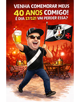 Caricatura Digital Tema Boteco | Convite Divertido e Personalizado