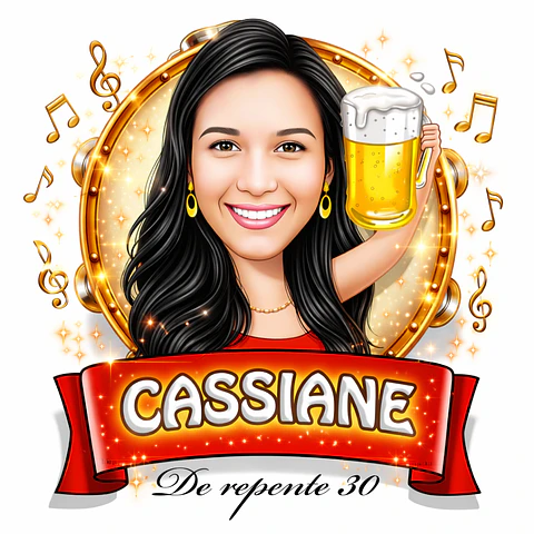 Caricatura Digital Personalizada Mulher Tema Boteco | Convite de Aniversário e Lembrancinhas