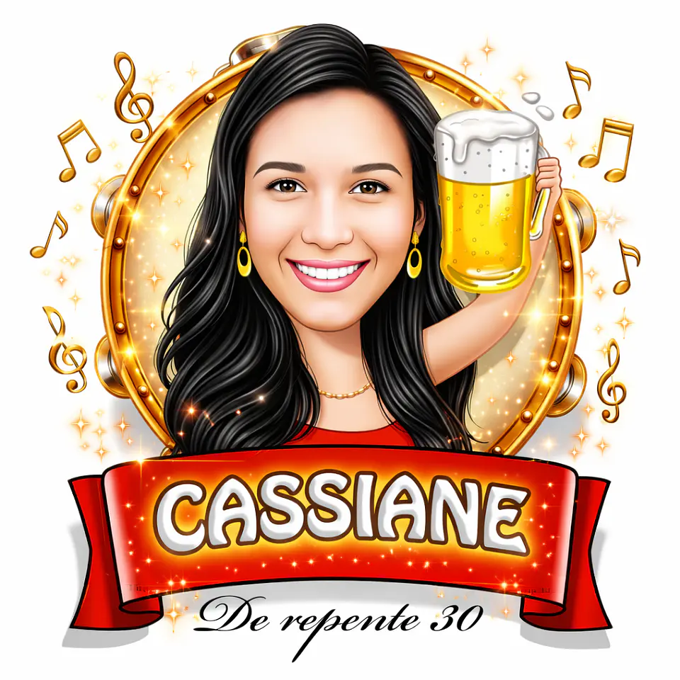 Caricatura Digital Personalizada Mulher Tema Boteco | Convite de Aniversário e Lembrancinhas 2