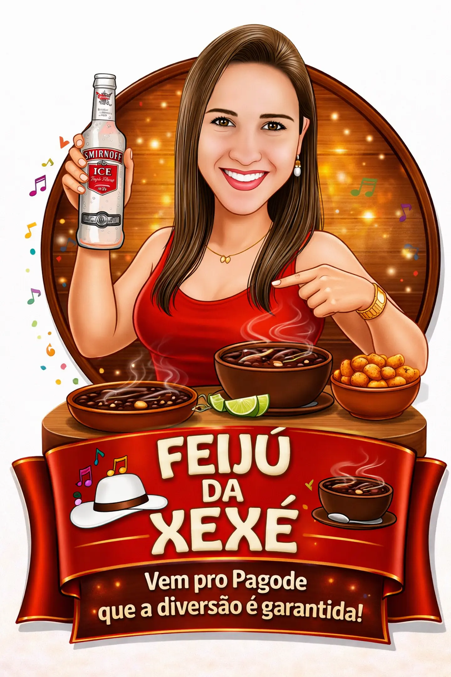 Caricatura Digital Personalizada Mulher Tema Boteco | Convite de Aniversário e Lembrancinhas 3